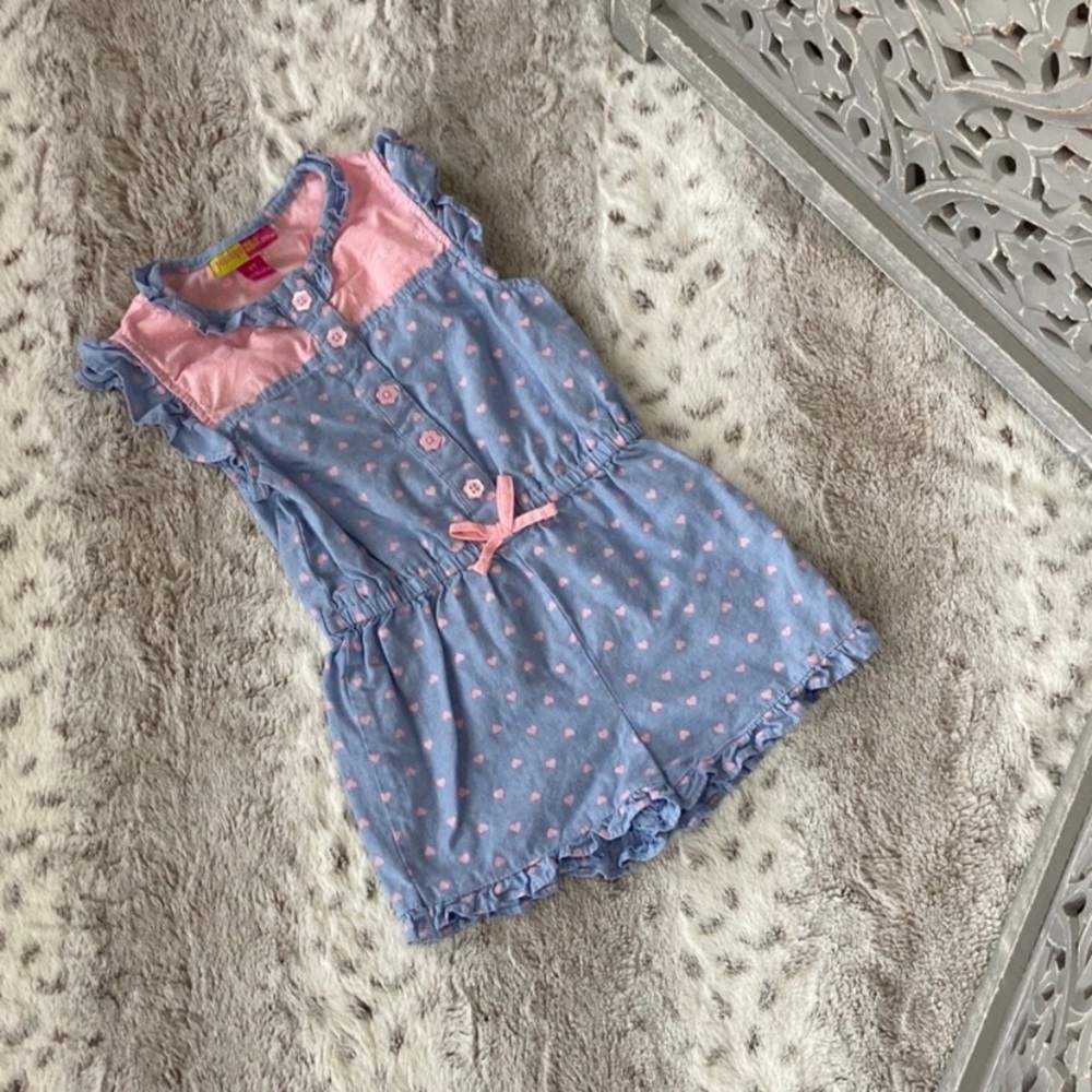 Penelope Mack romper girls 3T pastel pink heart polka dot softgirl girlhoodcore